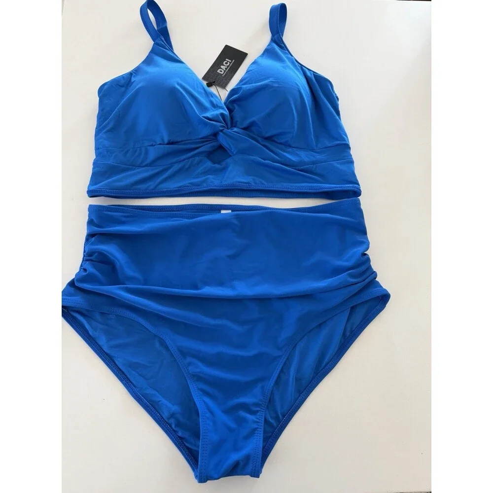 Daci Plus Size Two Piece Swimsuit High Waisted Tummy Control Bikini Push Up 16W